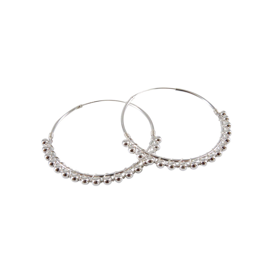 HALF BEADED HOOPS