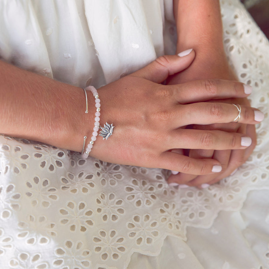 LOTUS & ROSE QUARTZ BRACELET